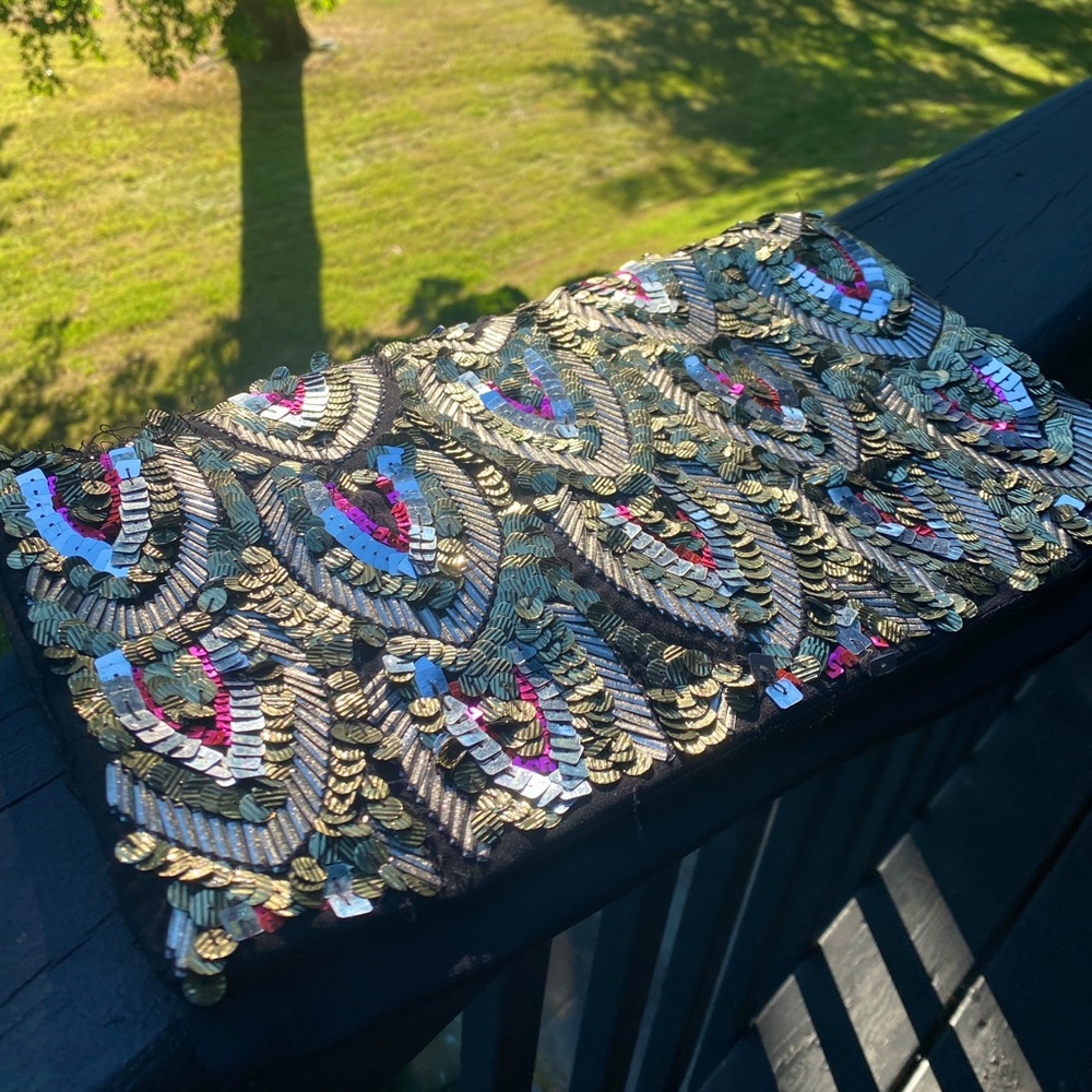 Topshop sequin clutch.